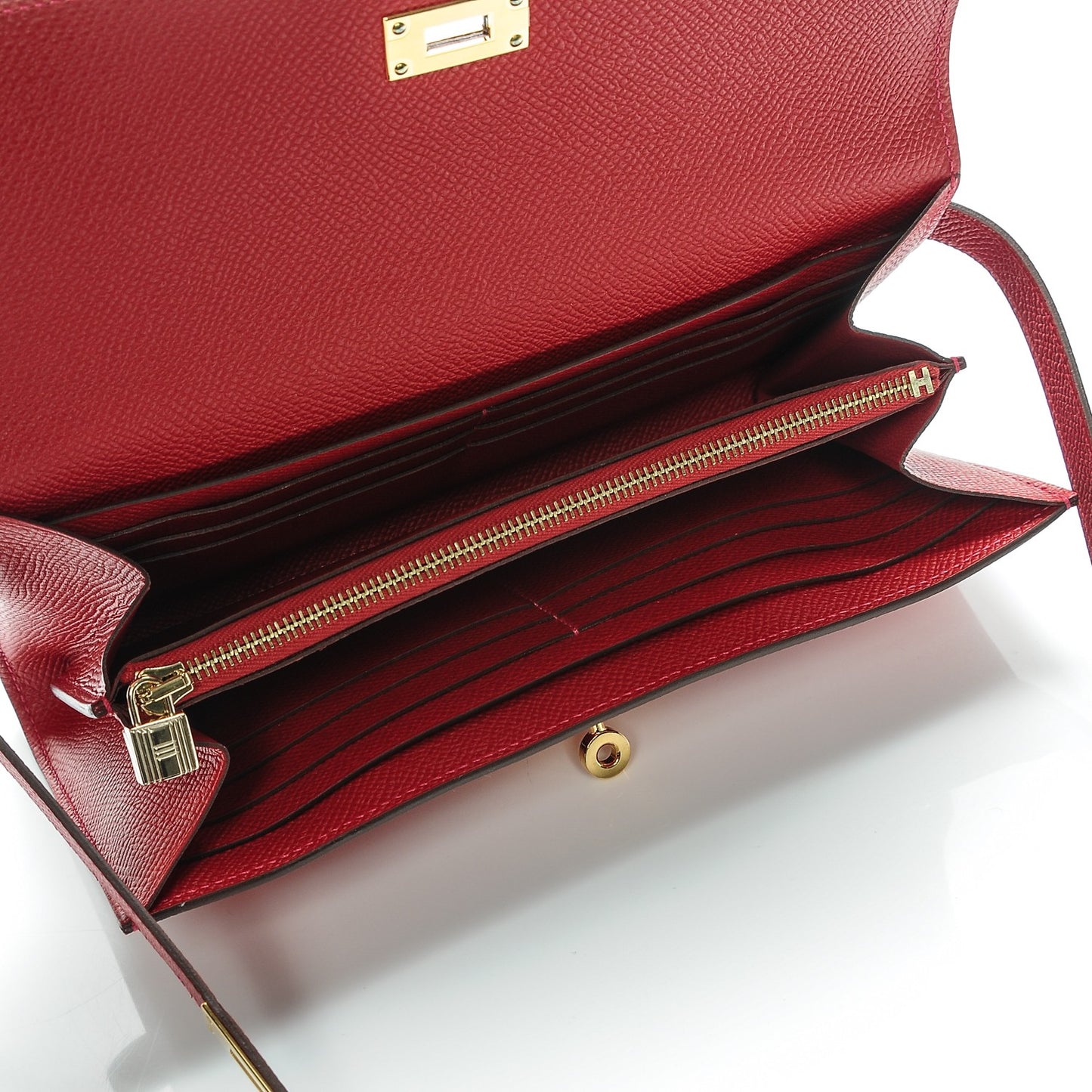 Epsom Kelly Longue Wallet Rouge Casaque