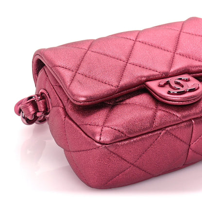 Chanel Metallic Lambskin Quilted Mini Lacquered Chain Flap  Pink 8 of 9