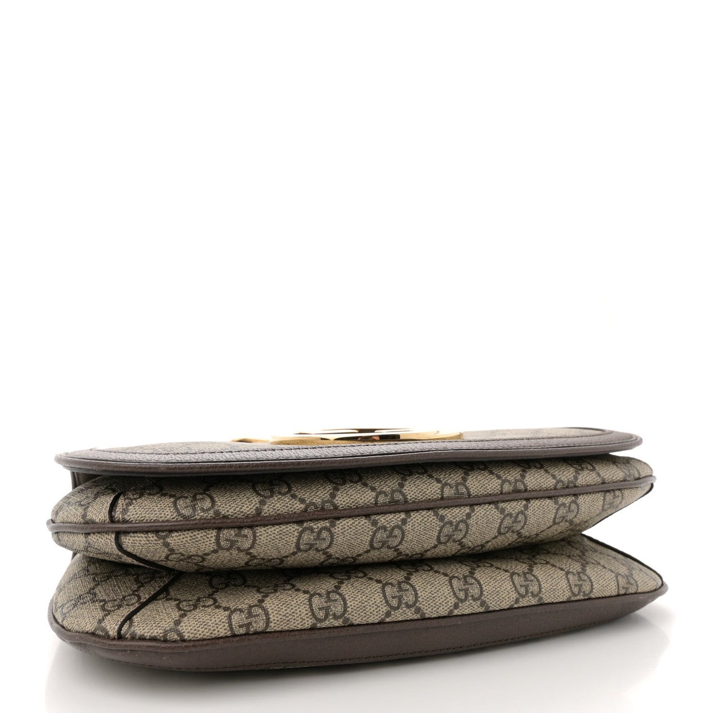 GG Supreme Monogram Textured Dollar Calfskin Web Medium Blondie Top Handle Shoulder Flap Bag Beige Ebony New Acero