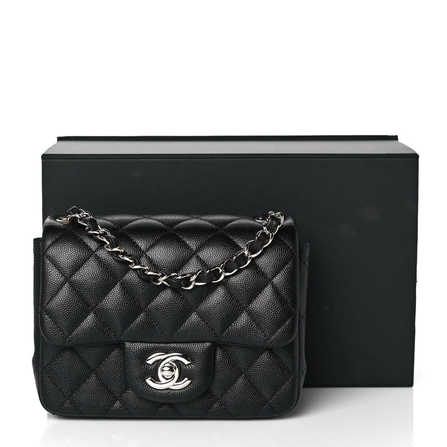 Caviar Quilted Mini Square Flap Black