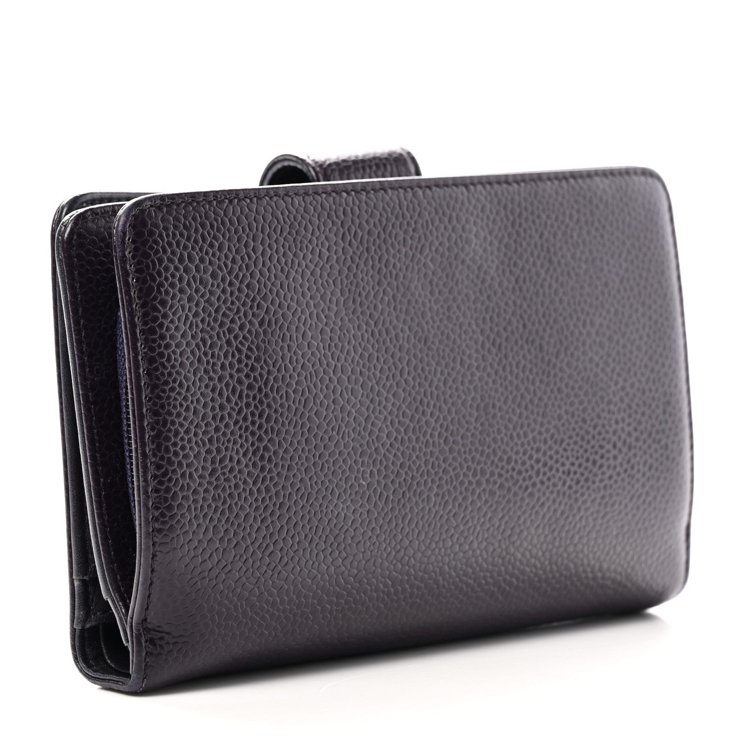 Chanel Caviar Timeless CC Zipped Pocket Wallet Dark Purple 3 of 7
