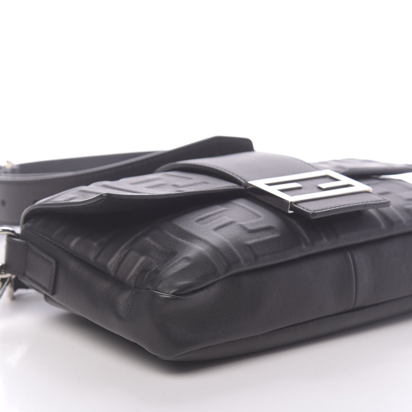 Nappa FF 1974 Embossed Belt Baguette Bag Black