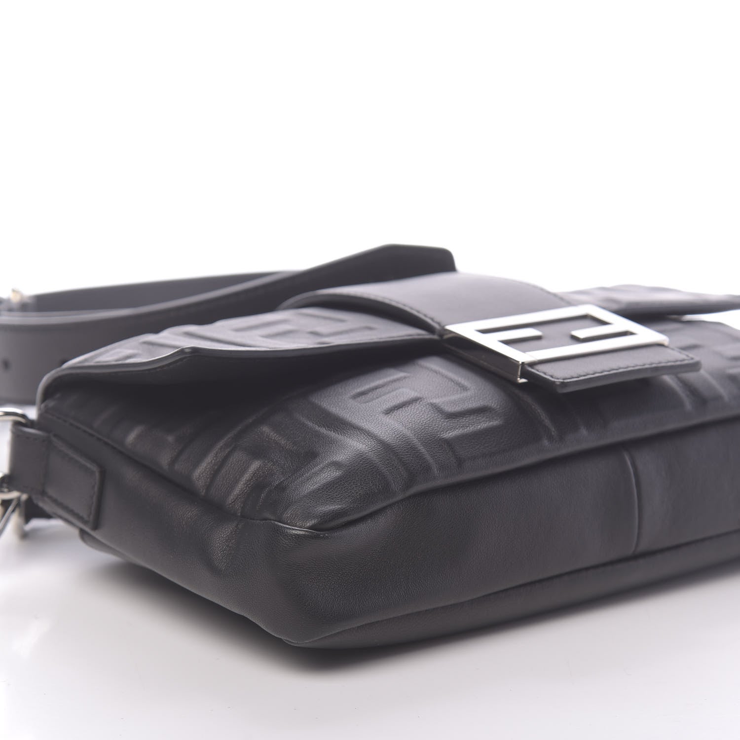 Fendi Nappa FF 1974 Embossed Belt Baguette Bag Black 8 of 10