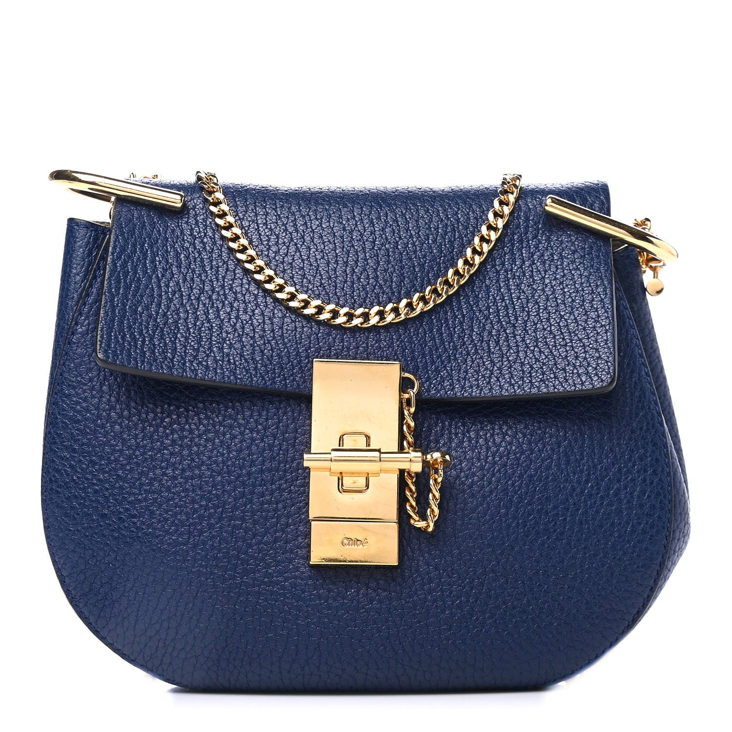 Chloe Grained Lambskin Mini Drew Shoulder Bag Royal Navy 1 of 6