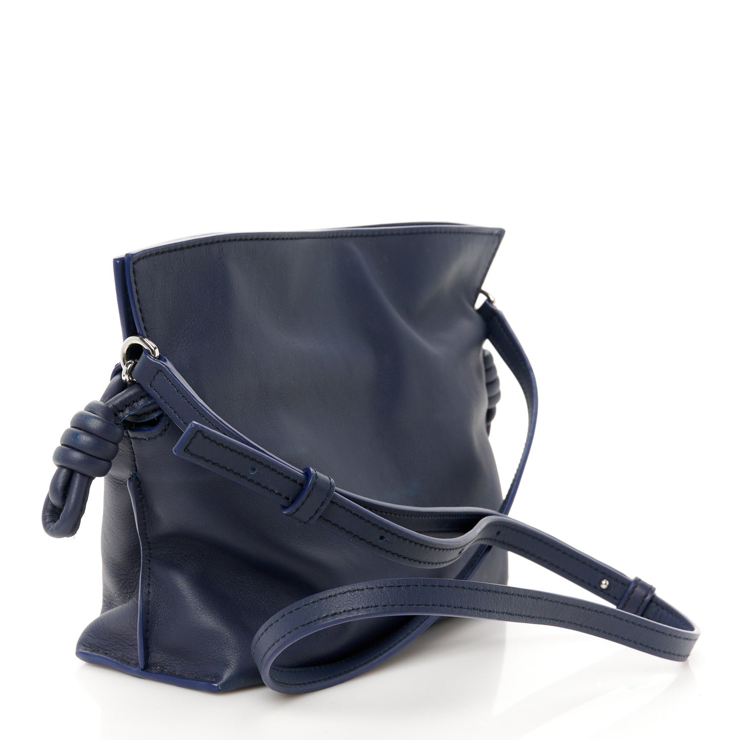 Calfskin Mini Flamenco Knot Clutch Abyss Blue