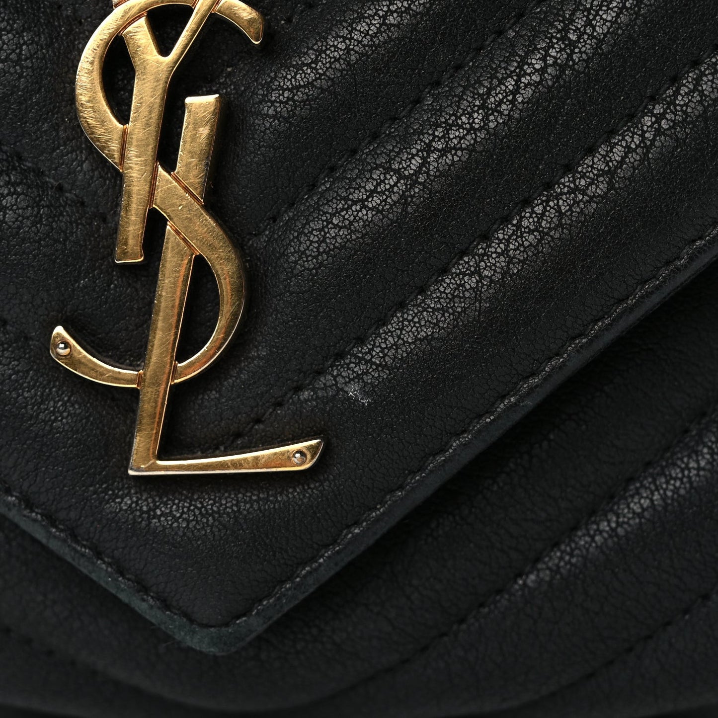 Sheepskin Matelasse Chevron Monogram Medium College Bag Black