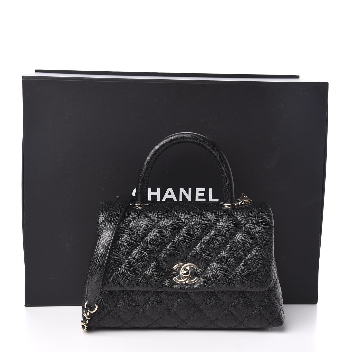 Caviar Quilted Mini Coco Handle Flap Black