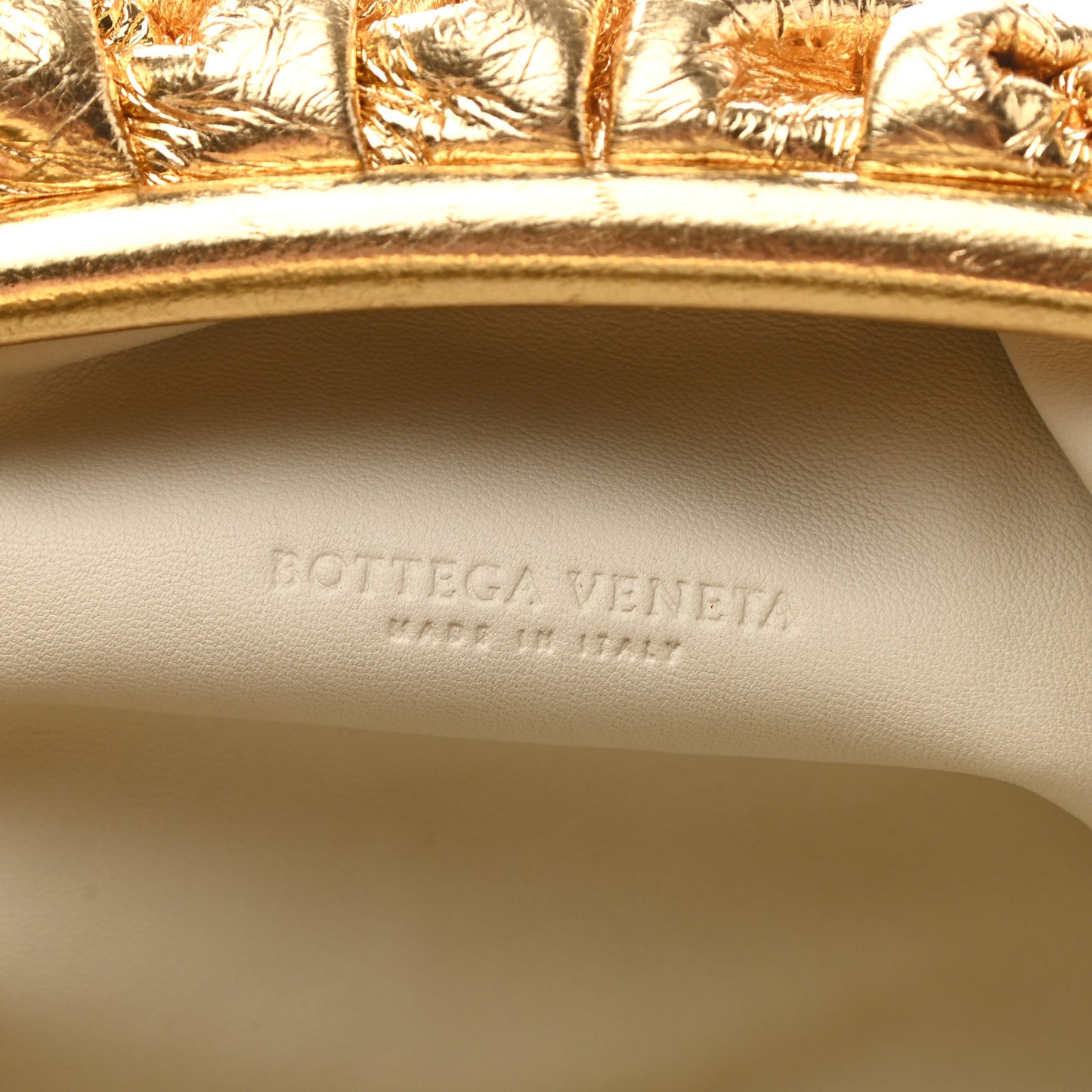 Metallic Crinkled Lambskin The Pouch Oversized Clutch Oro