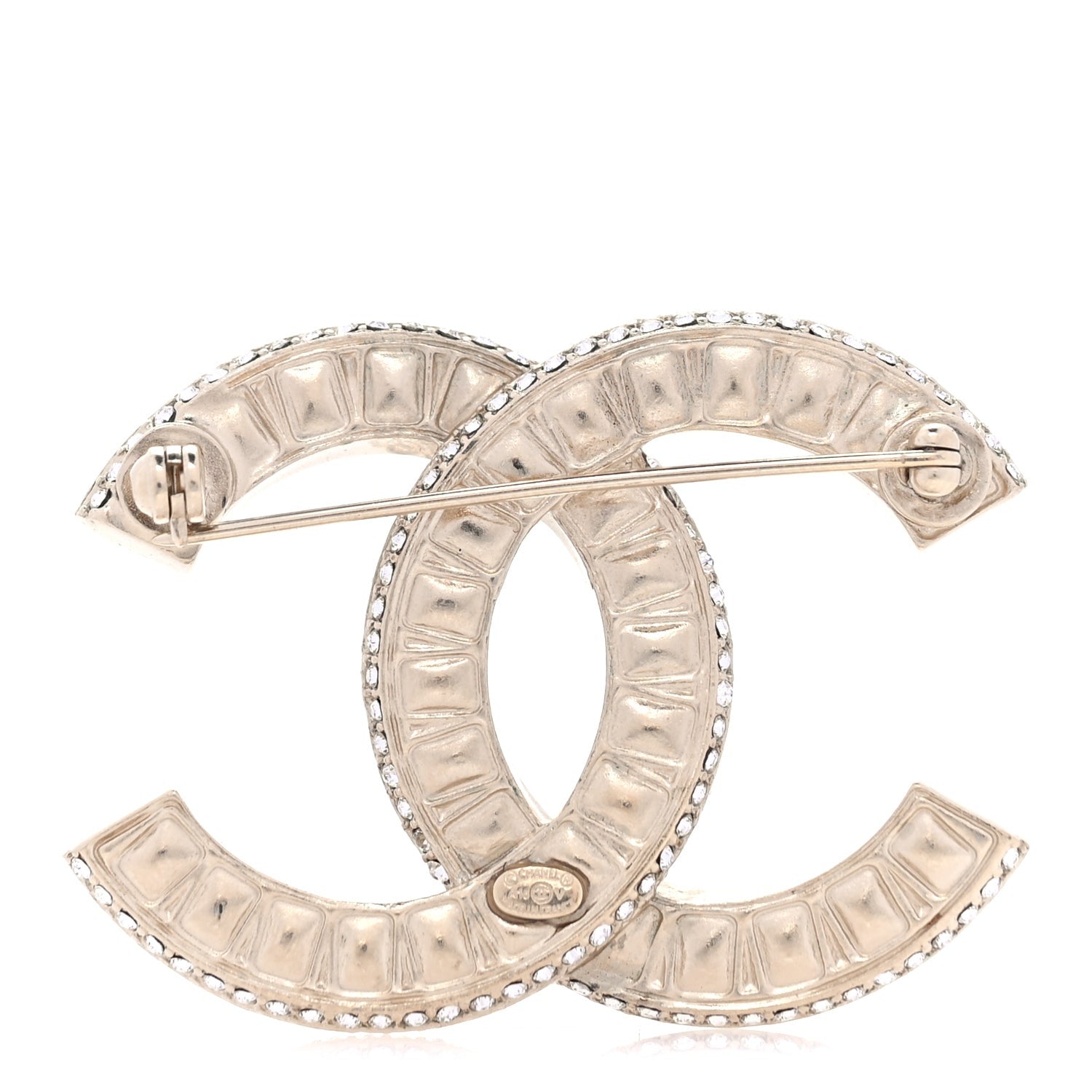 Chanel Baguette Crystal CC Brooch  Light Gold 3 of 4
