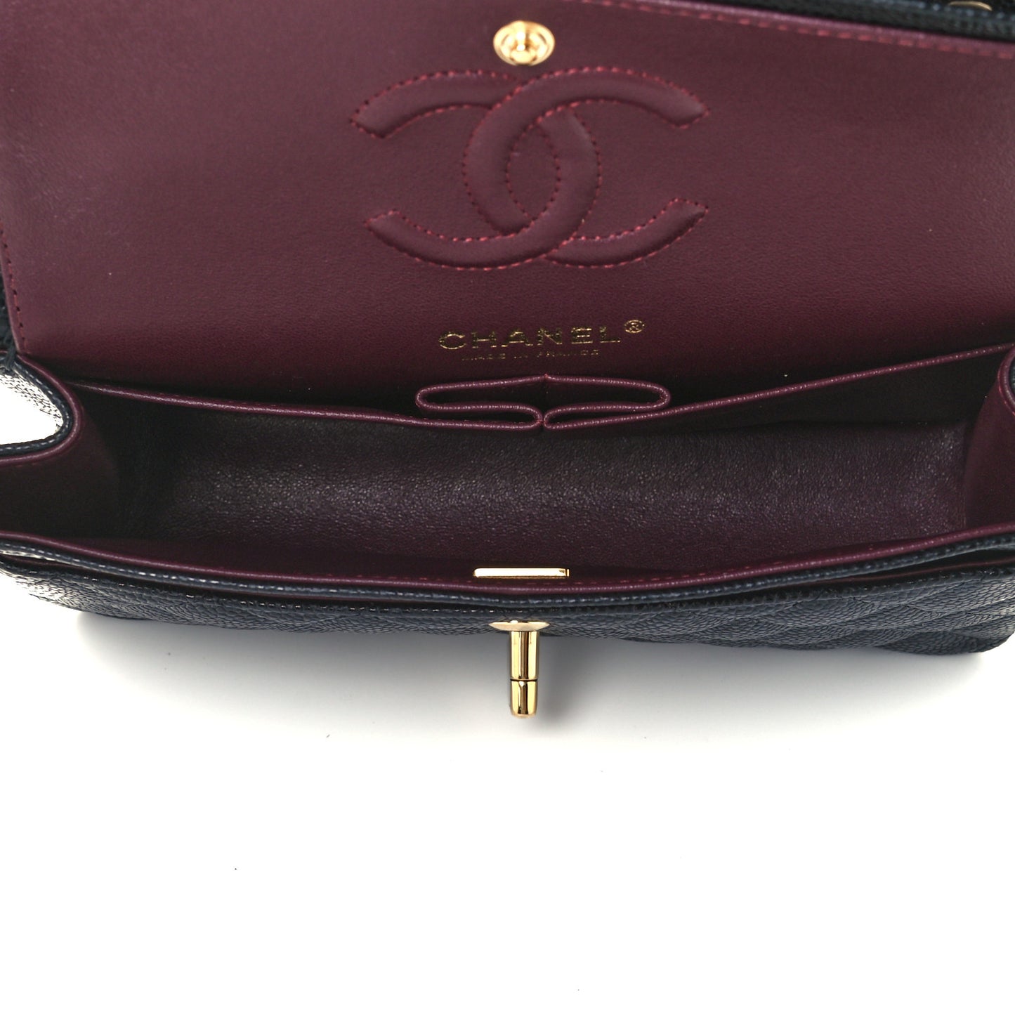 Caviar Quilted Small Double Flap Black