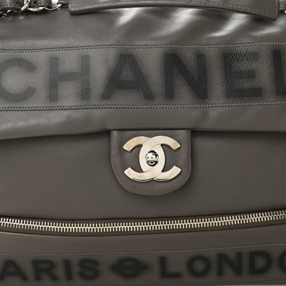 Chanel Calfskin Large Expandable Paris London Flap Bag Grey 8 of 10
