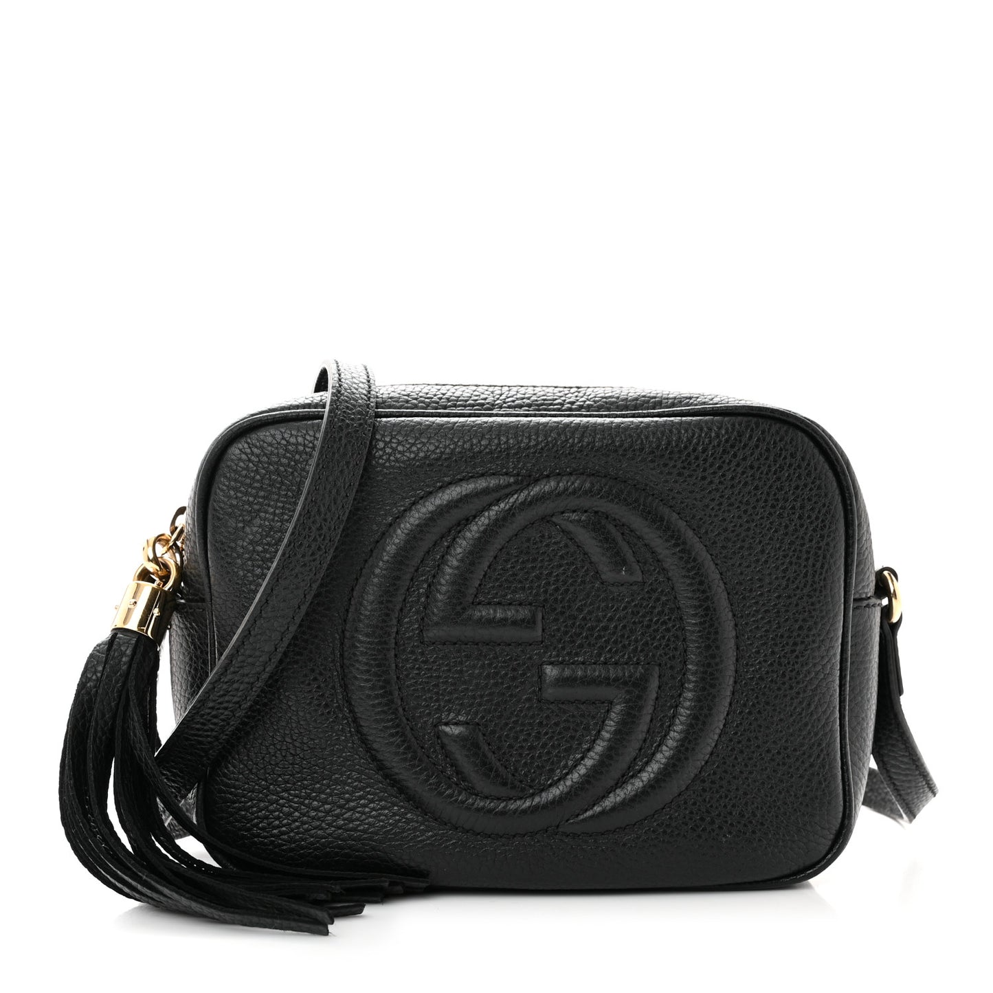 Pebbled Calfskin Small Soho Disco Bag Black