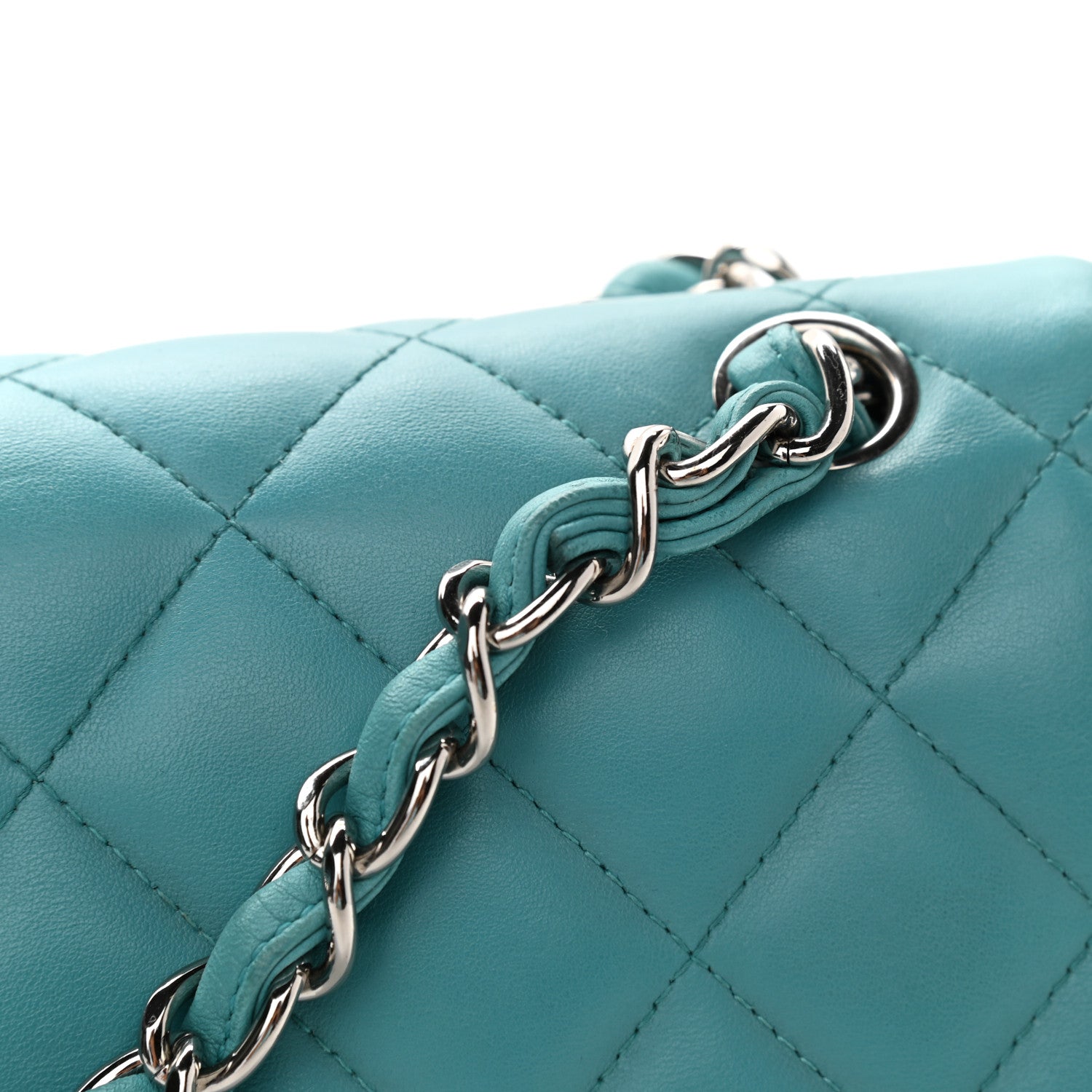 Chanel Lambskin Quilted Jumbo Double Flap Turquoise 11 of 13