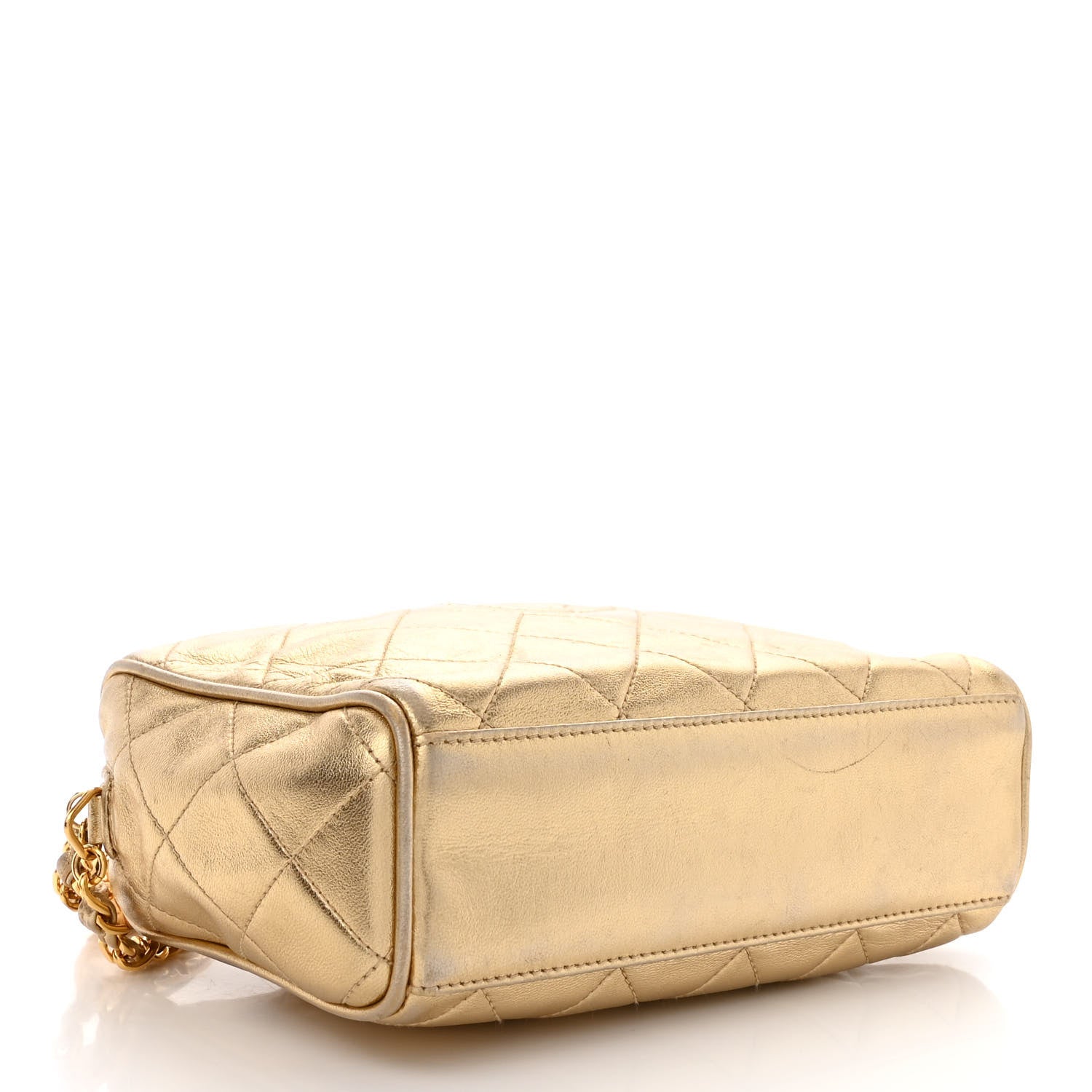 Chanel Metallic Lambskin Quilted Tassel Camera Case Gold 4 of 11