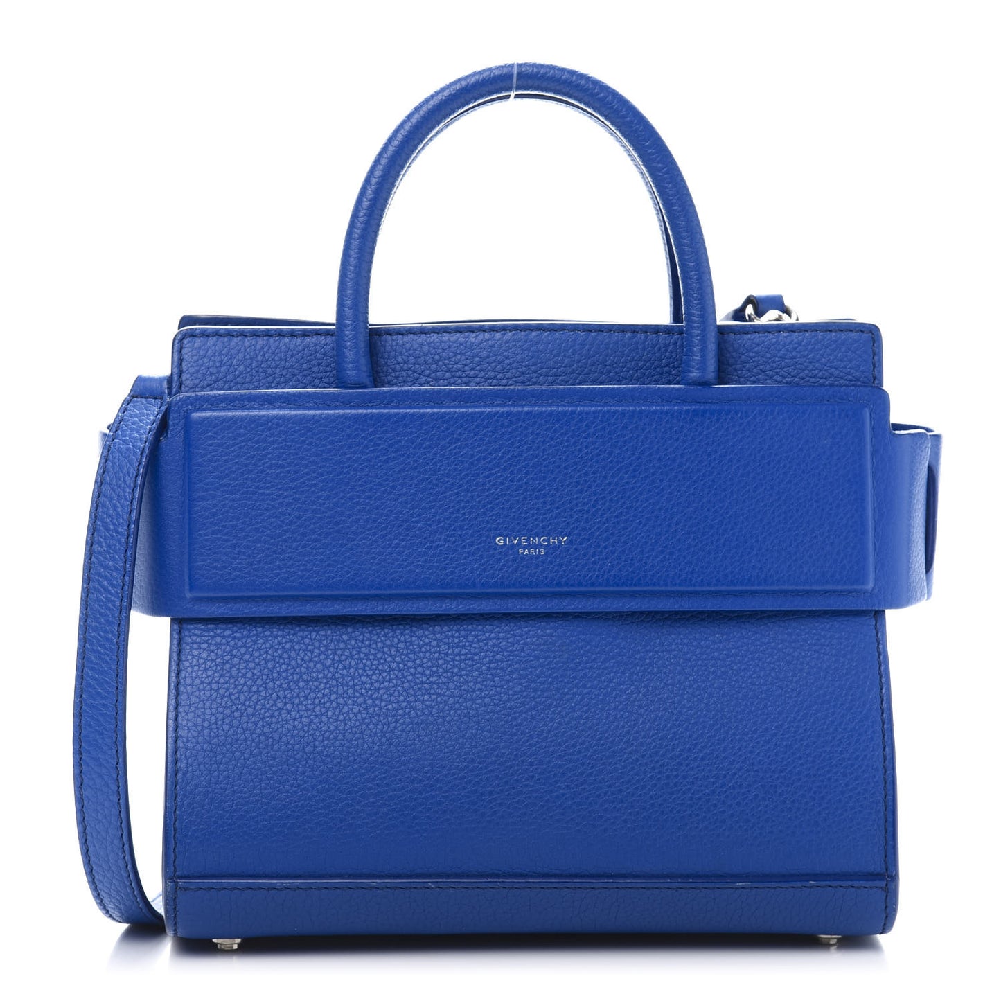 Grained Calfskin Mini Horizon Satchel Blue
