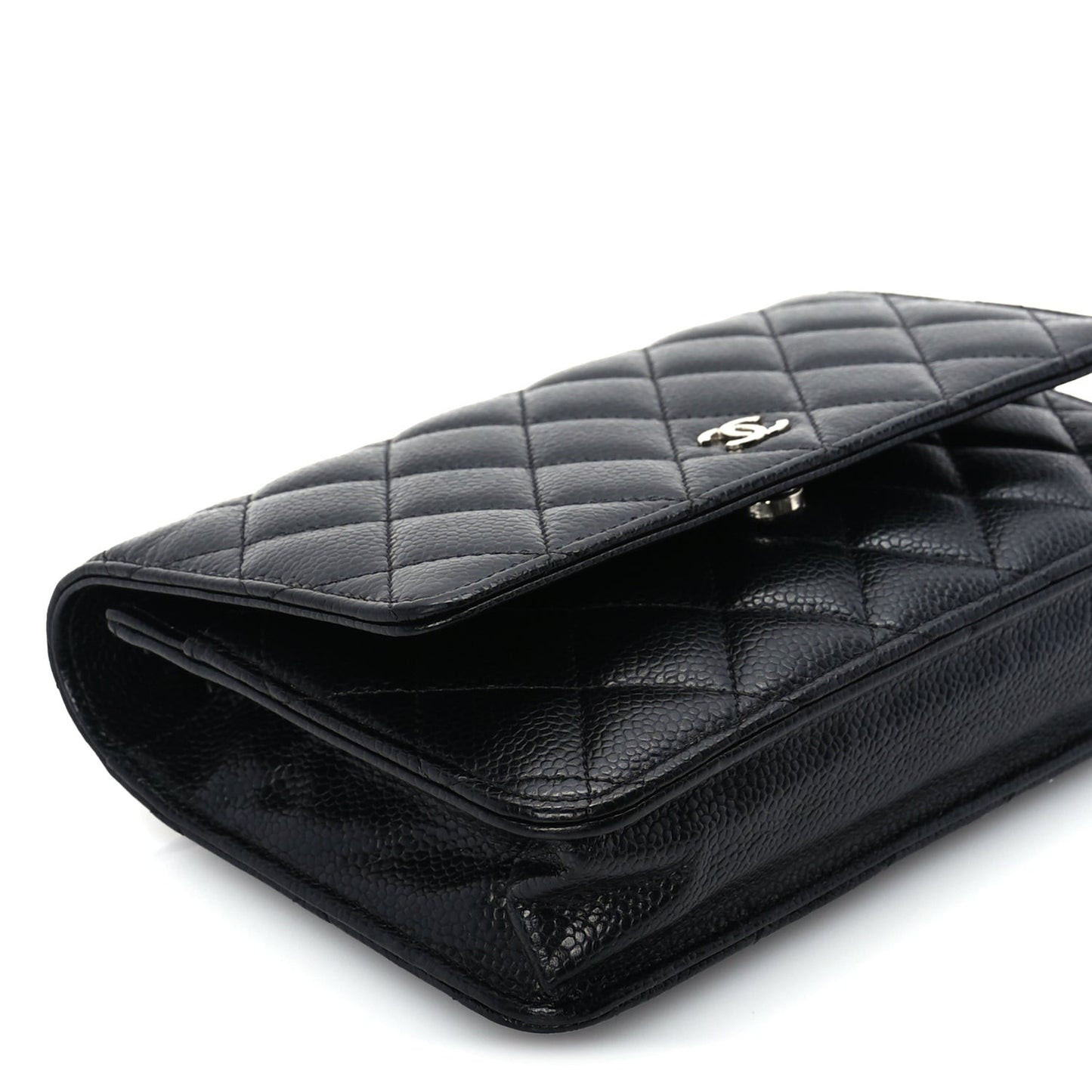 Caviar Quilted Wallet On Chain WOC  Black