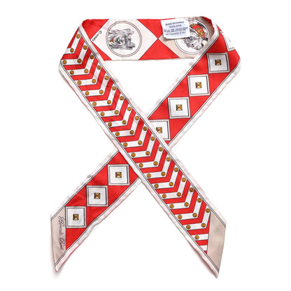 Hermes Silk Colliers Et Chiens Twilly Rouge White Mastic 1 of 4