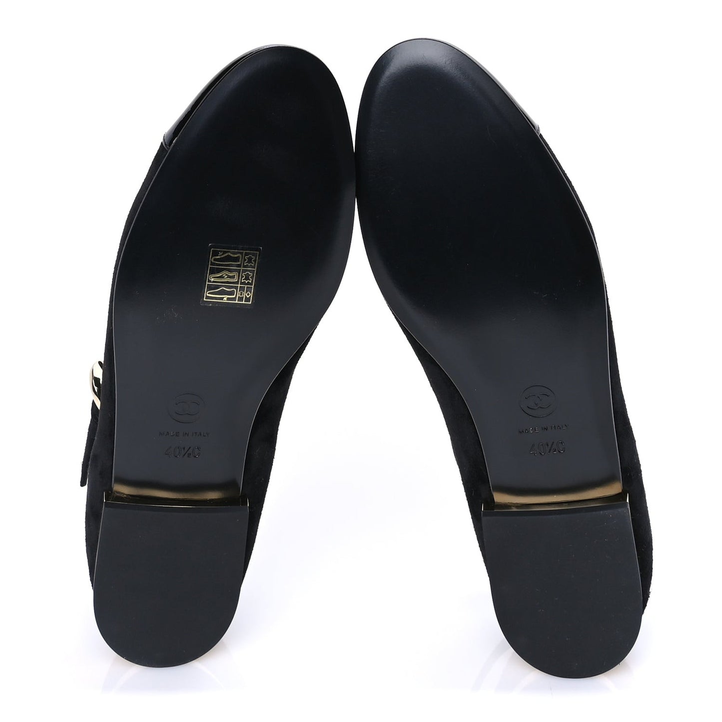 Suede Patent Cap Toe CC Mary Jane Flats 40.5  Black