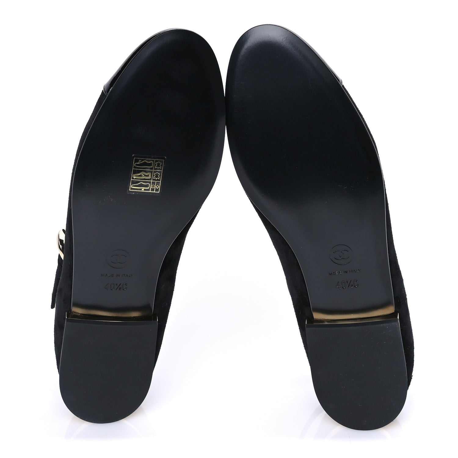 Chanel Suede Patent Cap Toe CC Mary Jane Flats 40.5  Black 6 of 7