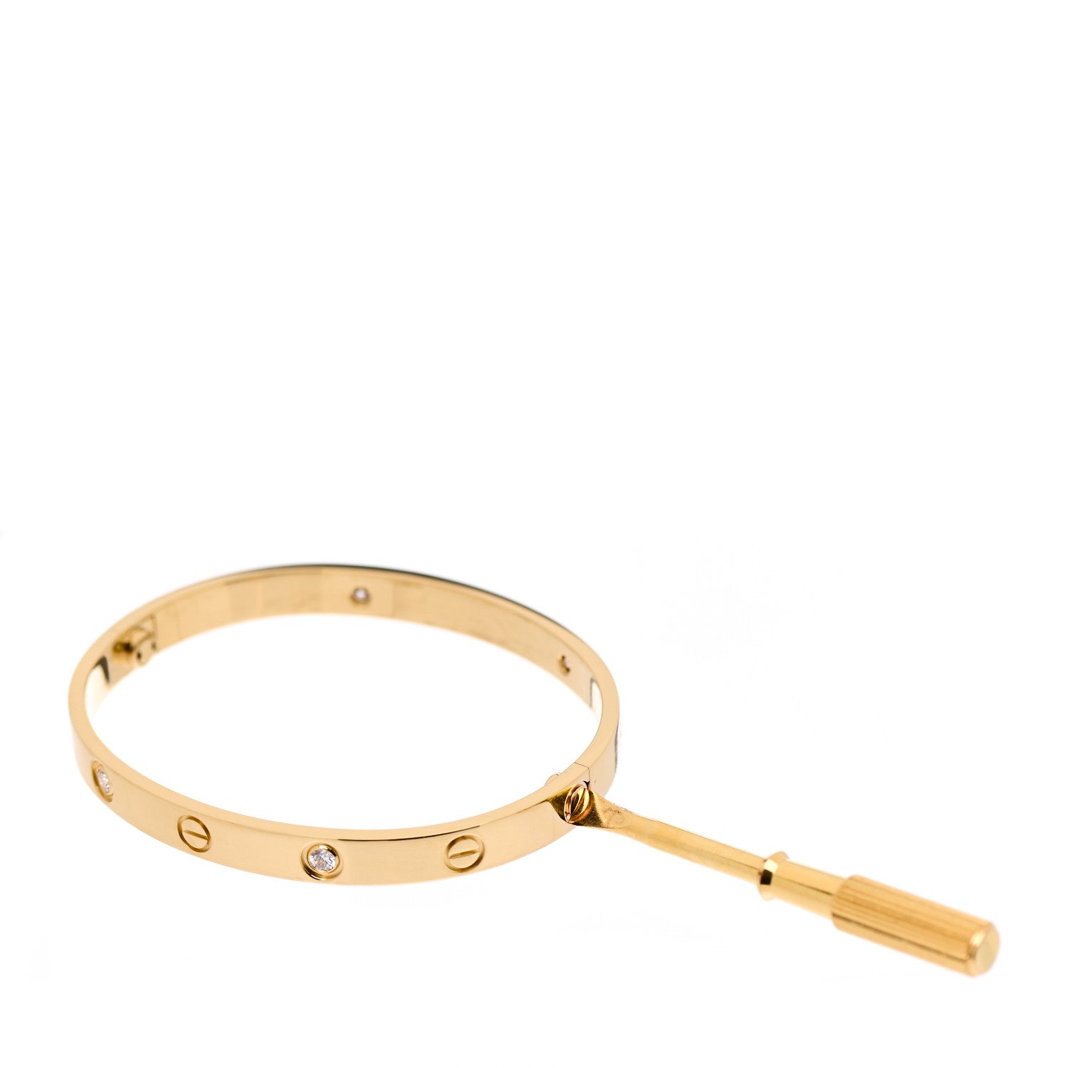 Cartier 18K Yellow Gold 4 Diamond LOVE Bracelet 17 3 of 6