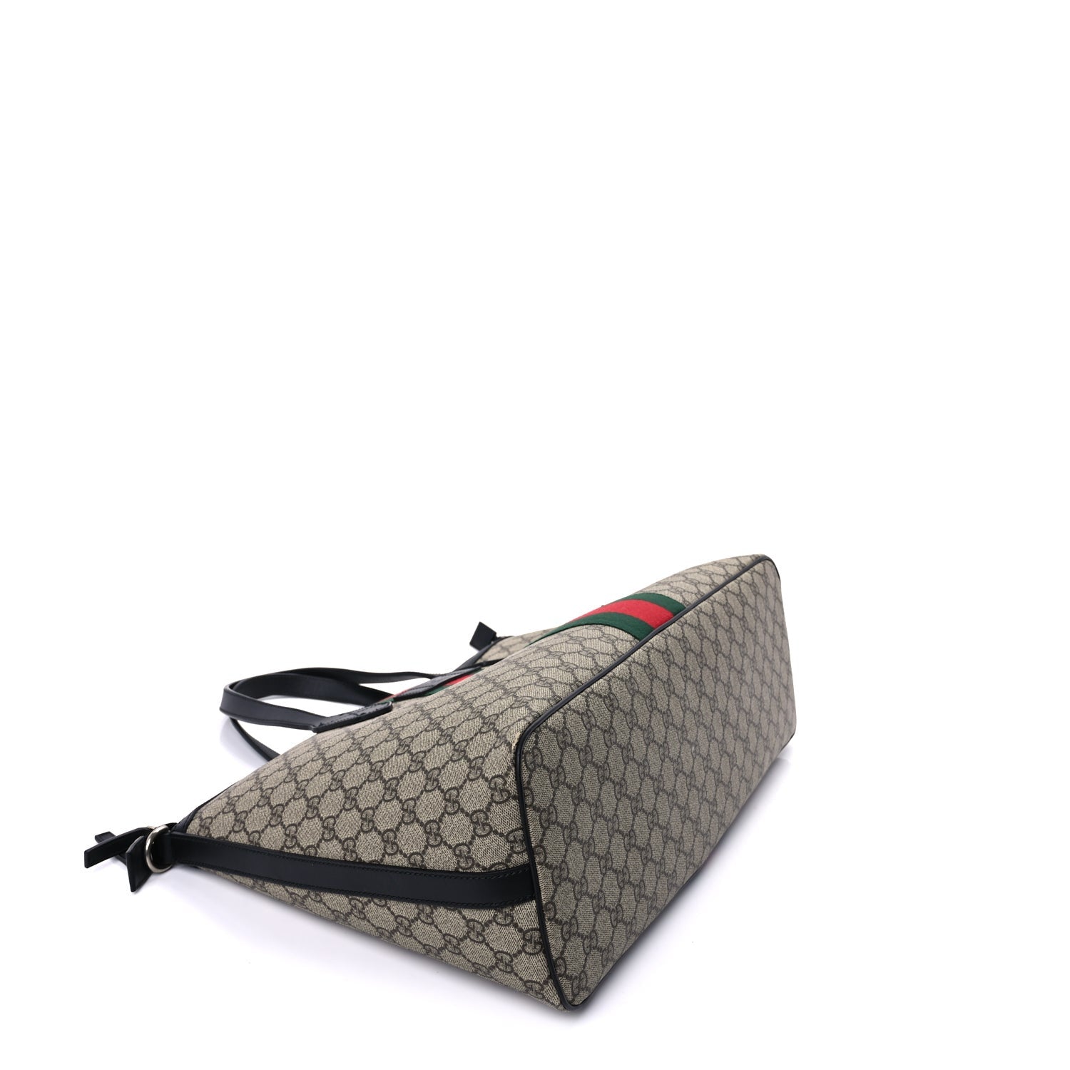 Gucci GG Supreme Monogram Web Medium Zippered Tote  Beige Black 7 of 7