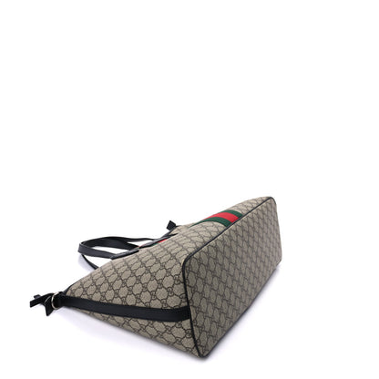 Gucci GG Supreme Monogram Web Medium Zippered Tote  Beige Black 7 of 7