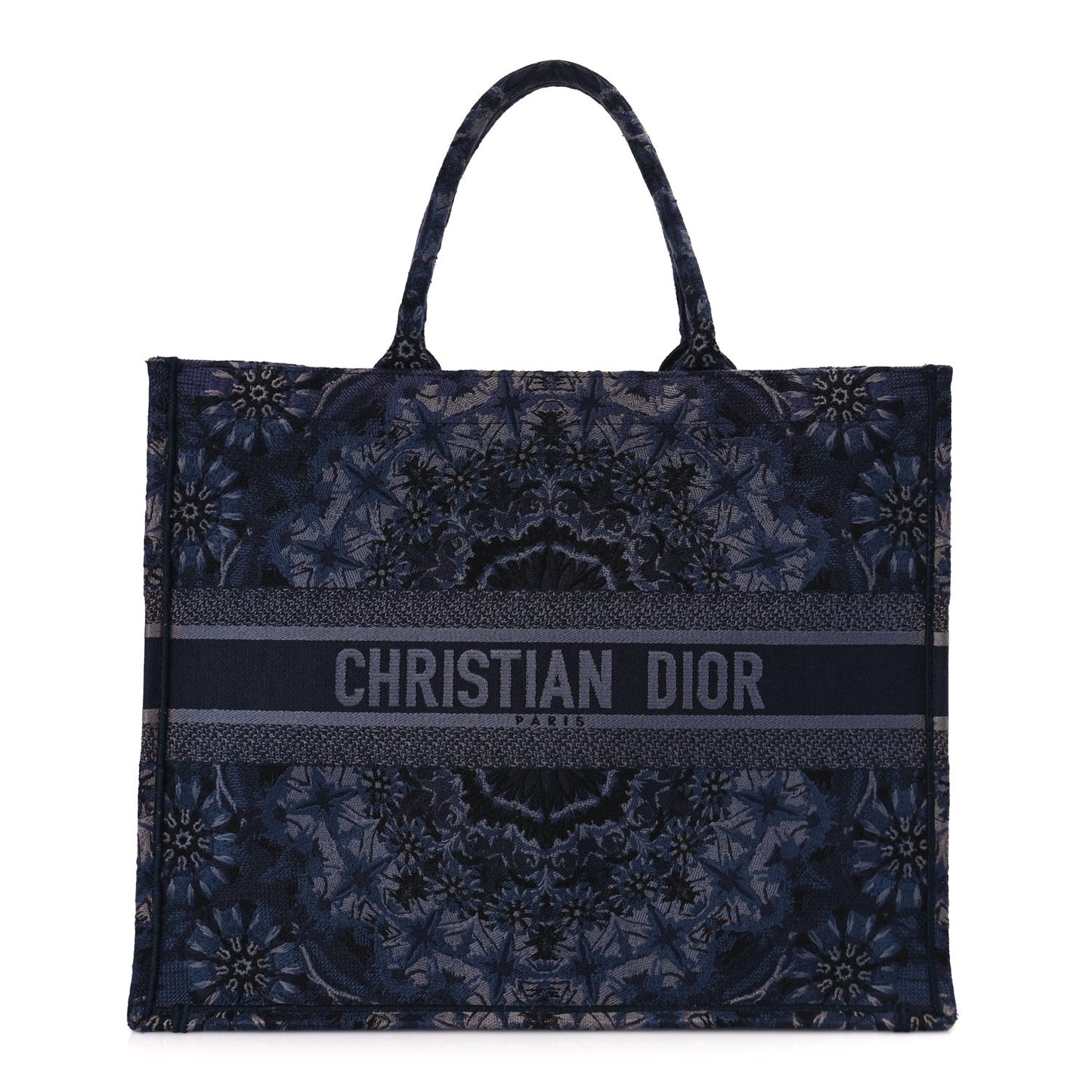 Canvas Embroidered Large KaleiDioroscopic Book Tote Blue