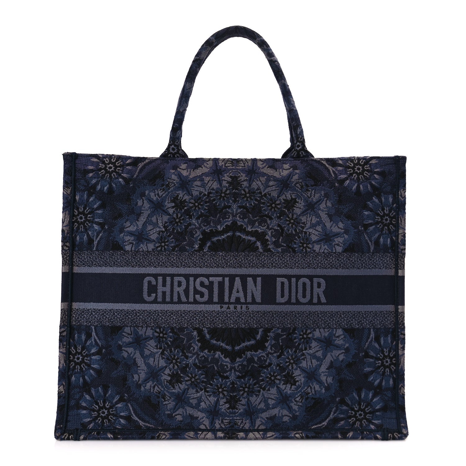 Christian Dior Canvas Embroidered Large KaleiDioroscopic Book Tote Blue 1 of 9