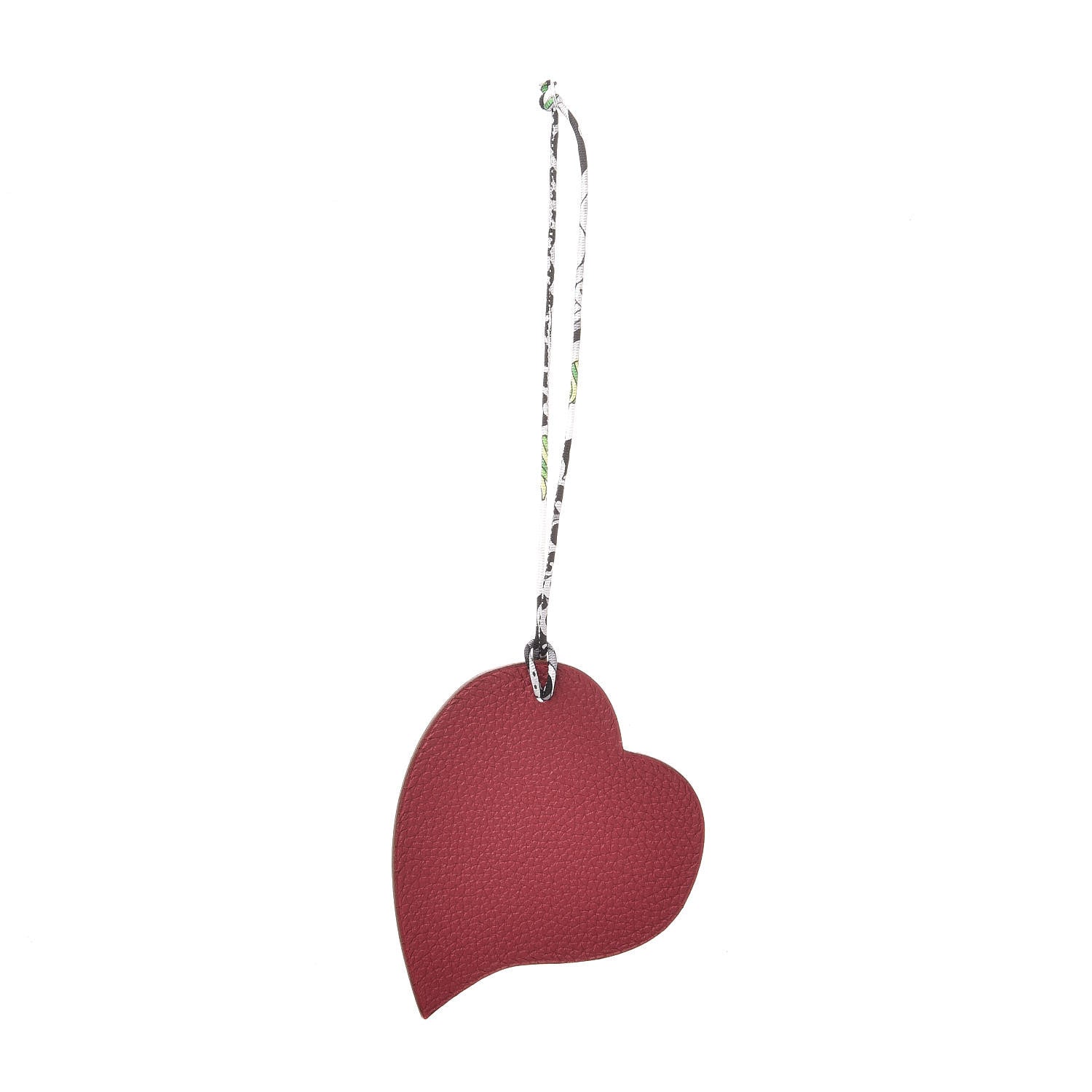 Hermes Togo Epsom Petit H Heart Bag Charm Rubis Orange 1 of 4