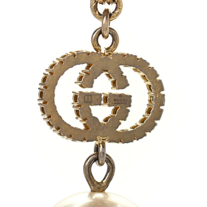 Gucci Pearl Crystal Interlocking G Necklace Gold 3 of 4