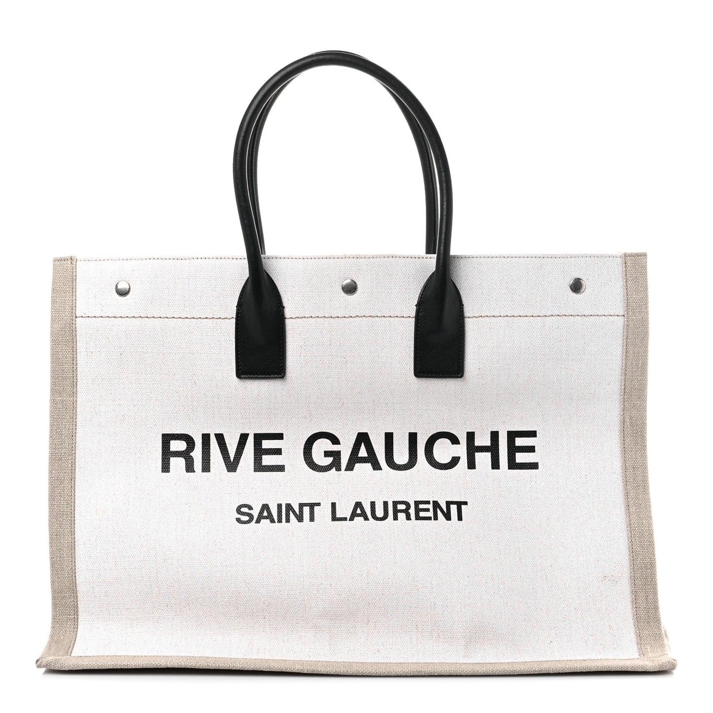 Linen Calfskin Rive Gauche Tote Optic White