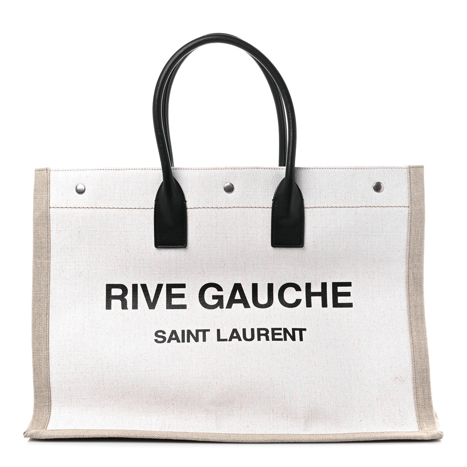 Saint Laurent Linen Calfskin Rive Gauche Tote Optic White 1 of 6