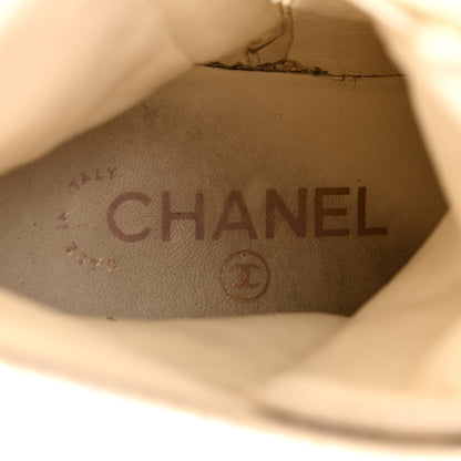 Chanel Fabric CC Lace Up Boots 37 White 6 of 11