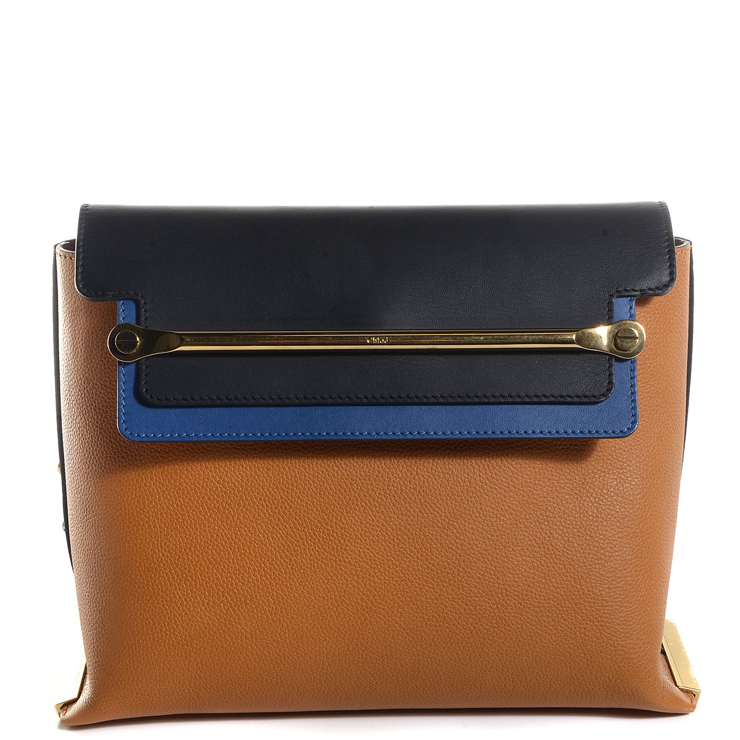 Calfskin Medium Clare Shoulder Bag Teak Brown