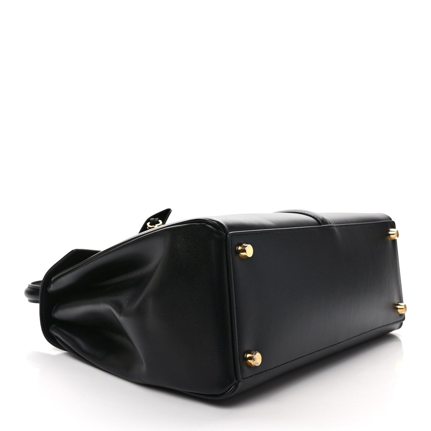 Satinated Calfskin Medium 16 Top Handle Bag Black