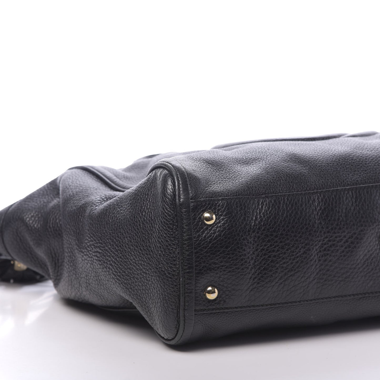 Pebbled Calfskin Large Soho Top Handle Bag Black