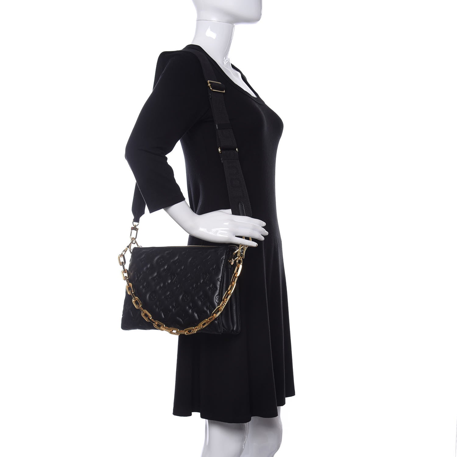 Louis Vuitton Lambskin Embossed Monogram Coussin PM Black 2 of 10