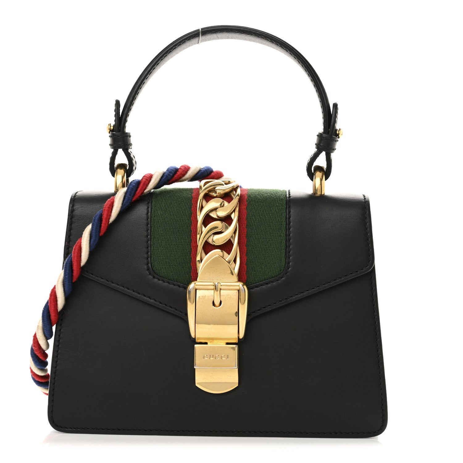 Gucci Calfskin Mini Sylvie Top Handle Bag Black 1 of 13