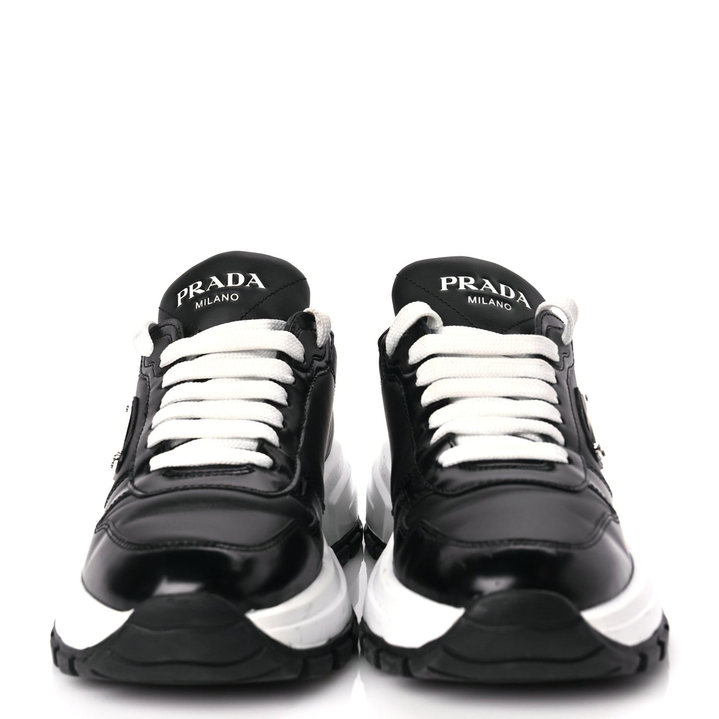Re-Nylon Spazzolato Triangle Logo Womens Prax 01 45mm Sneakers 36.5  Black