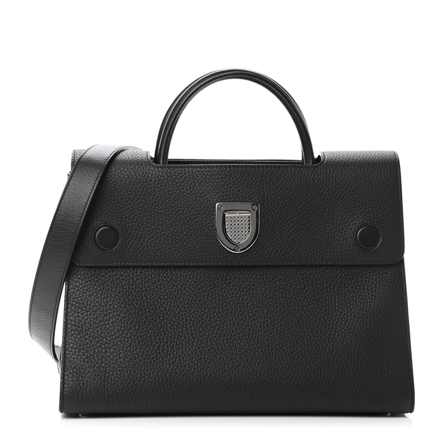 Grained Calfskin Medium Diorever Flap Black