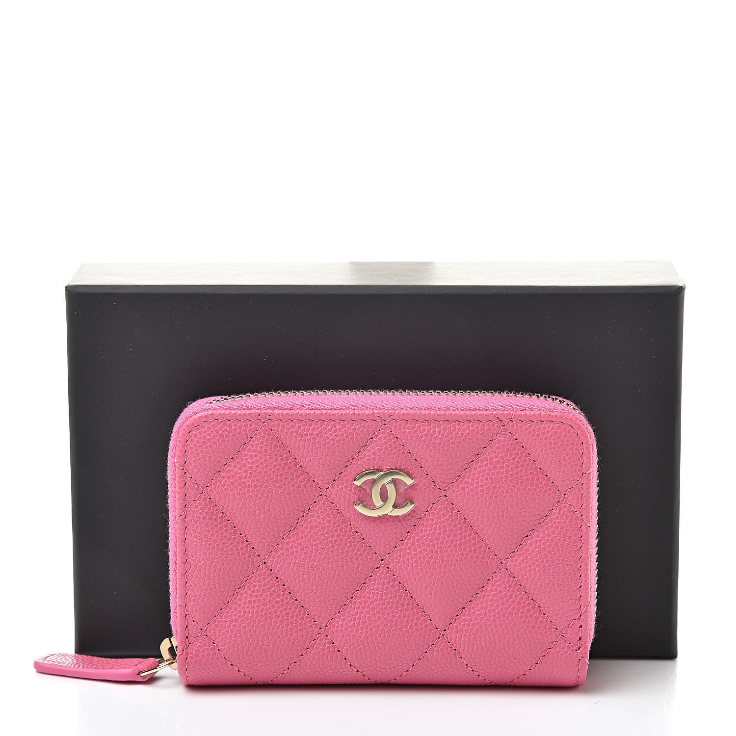 Chanel Caviar Quilted Zip Coin Purse Pink 8 of 8