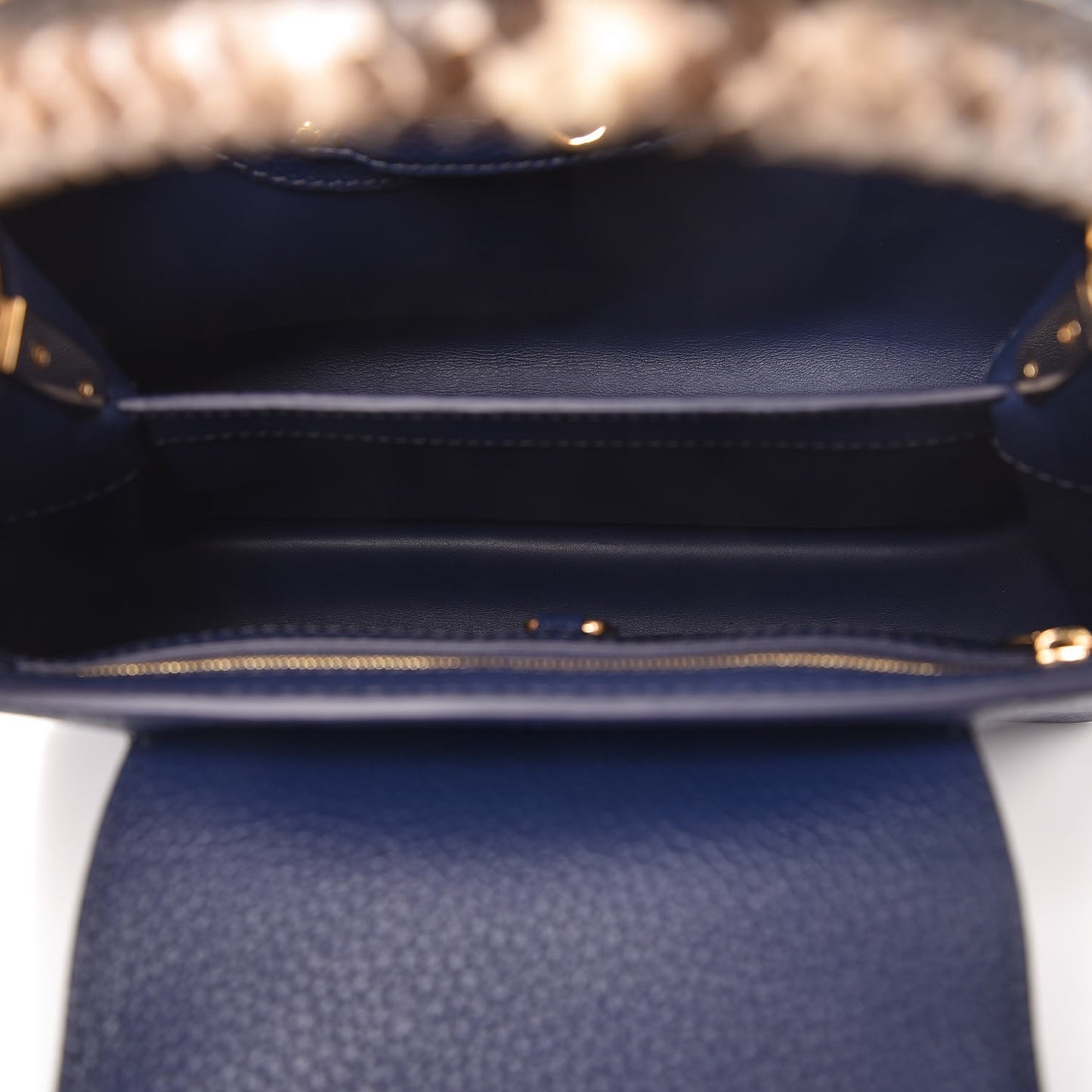 Taurillon Python Capucines PM Blue Marine