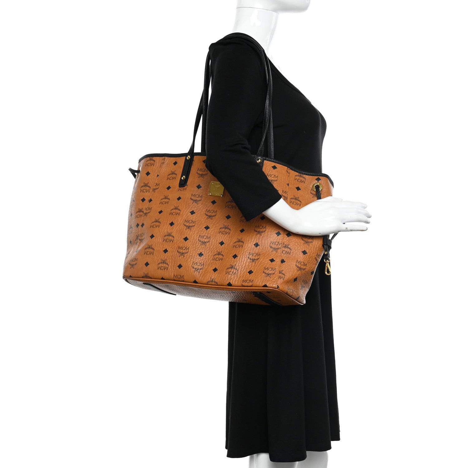 MCM Visetos Medium Project Reversible Shopper Tote Cognac 2 of 16