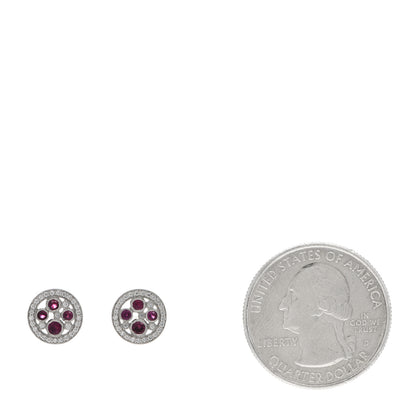 Tiffany Platinum Diamond Ruby Cobblestone Stud Earrings 2 of 6