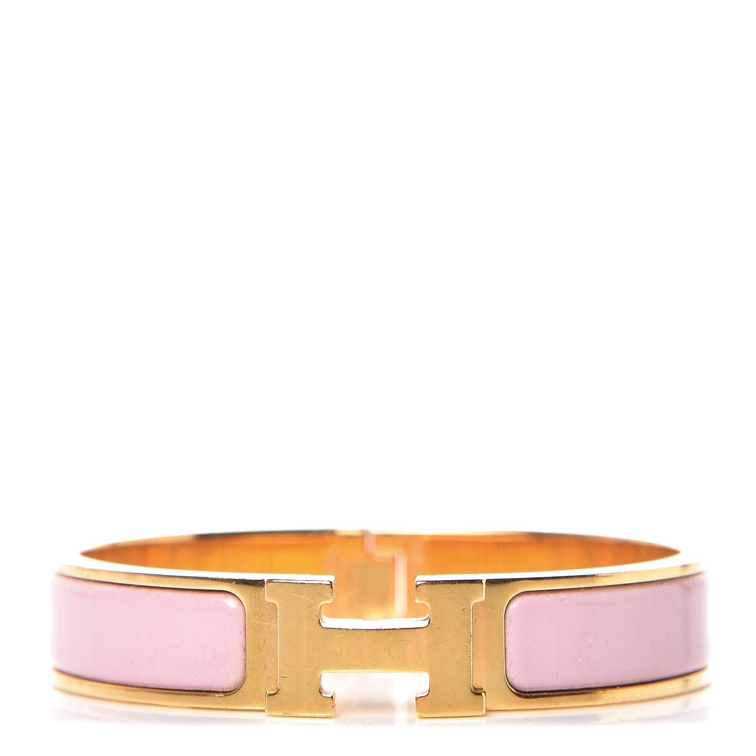 Hermes Enamel Narrow Clic Clac H Bracelet PM Rose Nacarat 1 of 6