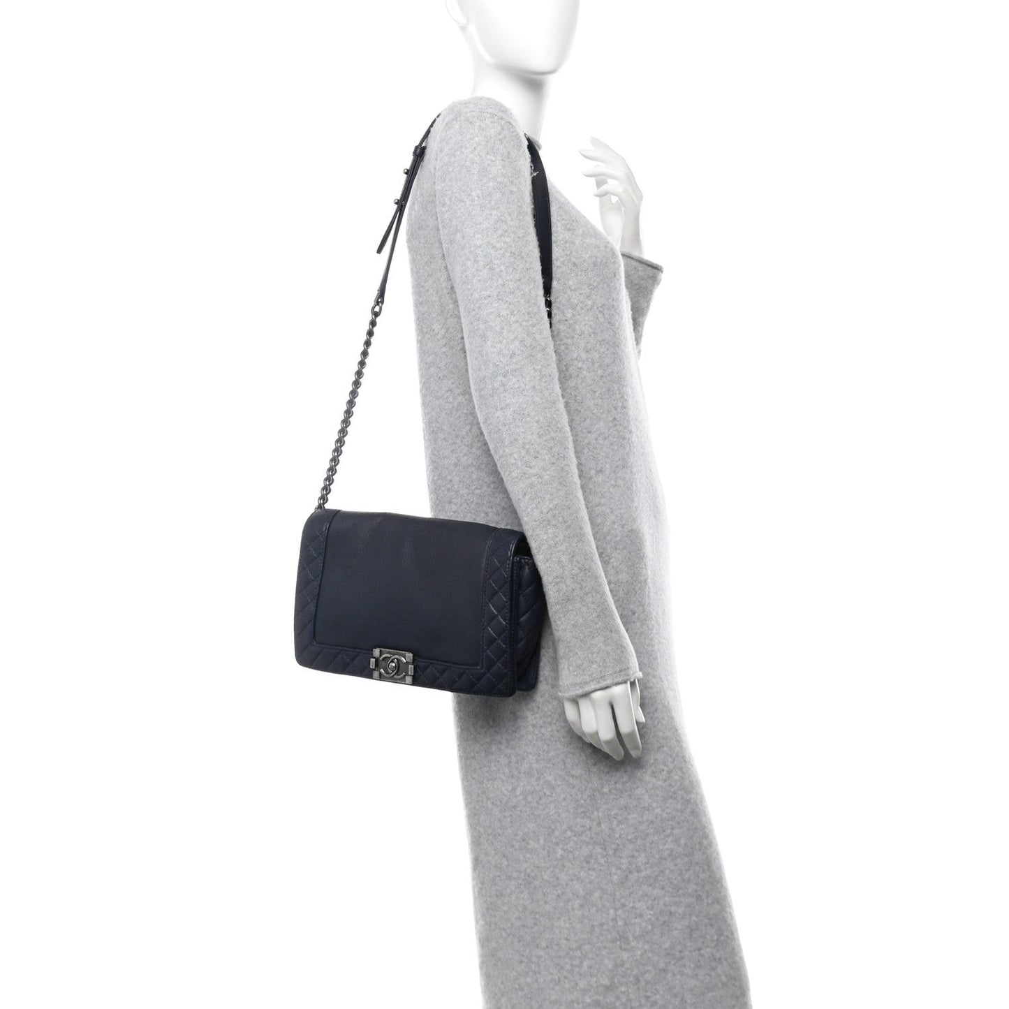 Calfskin New Medium Boy Reverso Flap Navy