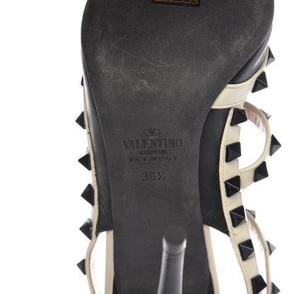 Valentino Garavani Nappa Rockstud Ankle Strap 100mm Pumps 36.5 Black Light Ivory 7 of 8