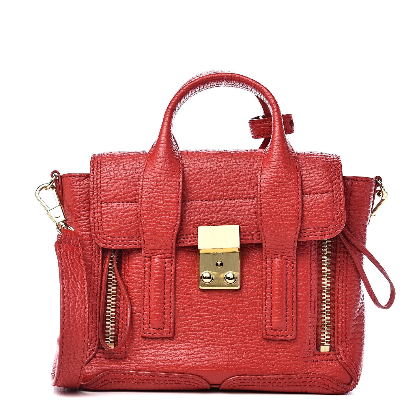 3.1 Textured Calfskin Mini Pashli Satchel Red