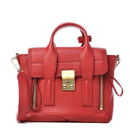 3.1 Phillip Lim 3.1 Textured Calfskin Mini Pashli Satchel Red 1 of 17