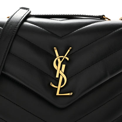 Saint Laurent Calfskin Y Quilted Monogram Small Loulou Chain Satchel Black 9 of 12